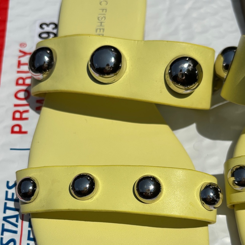 Marc Fisher Yellow silver Studded flat Sandals - Picture 5 of 5